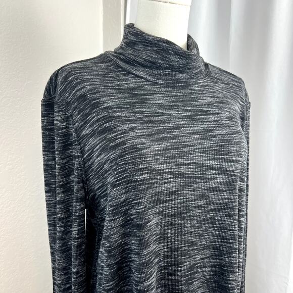 Free People Top Womens Large Black Stonecold Turtleneck Tunic Split Back Layers - Picture 2 of 13
